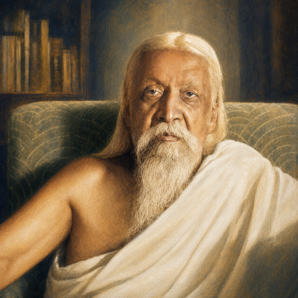 Painterly portrait of Sri Aurobindo