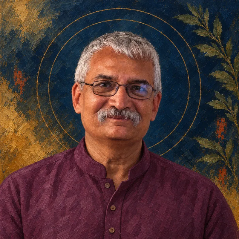Editorial painted portrait of Prof. Kirti Trivedi