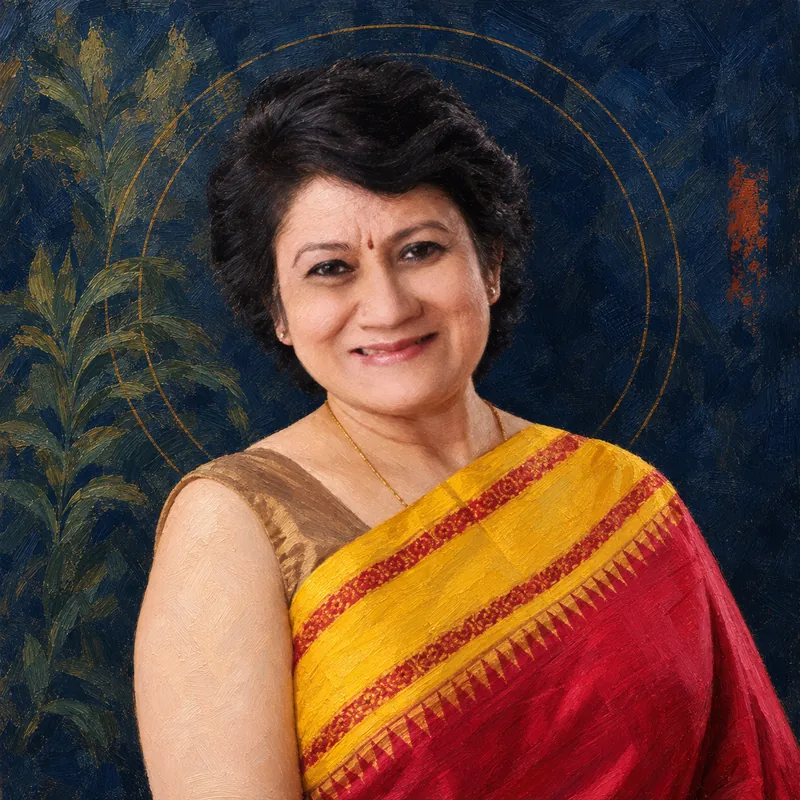 Editorial painted portrait of Dr. Rohini Srivathsa