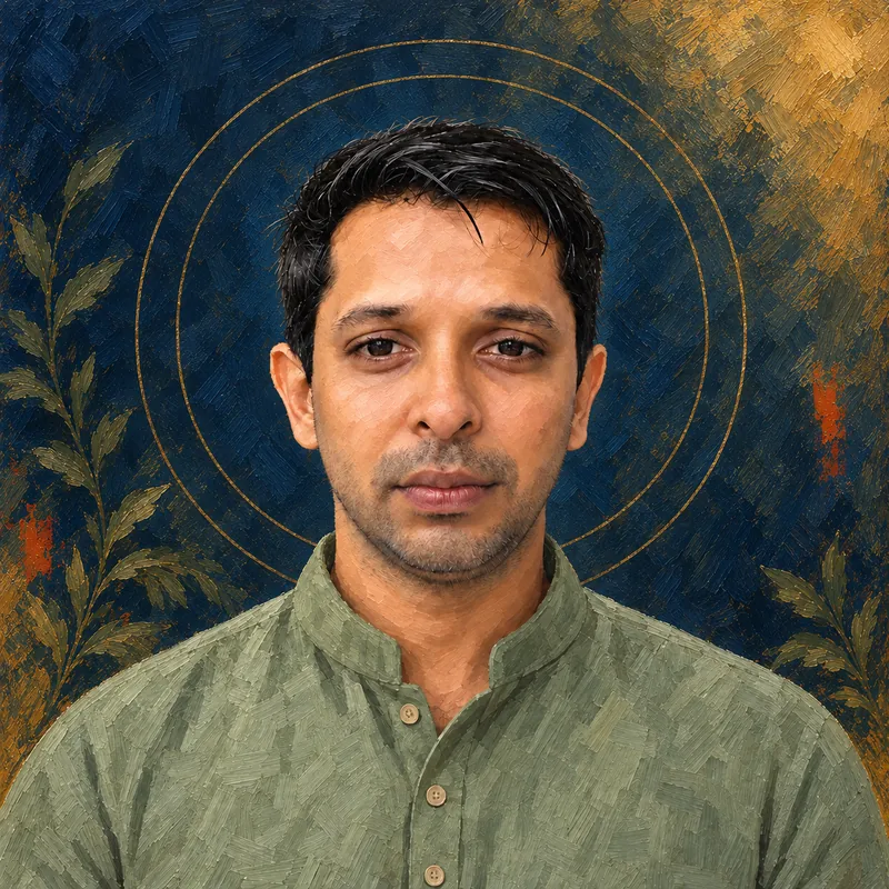 Editorial painted portrait of Sri Sushrut A. Badhe